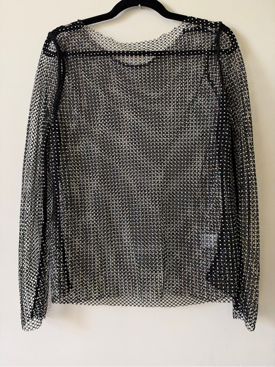 Tops - Davi&Dani black rainbow sparkle mesh shirt- L